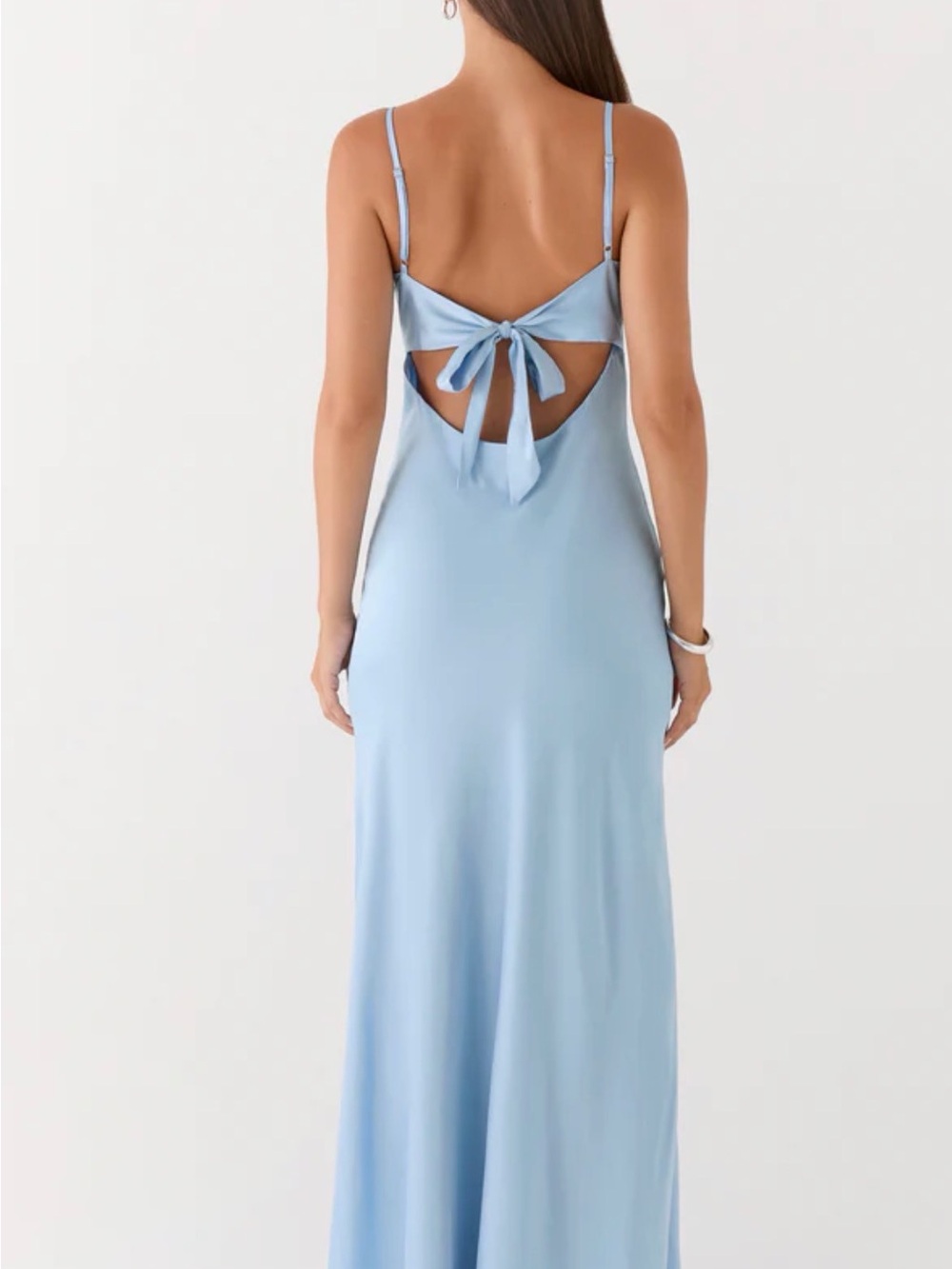 Peppermayo Light Blue Tie-Back Slip Maxi Dress